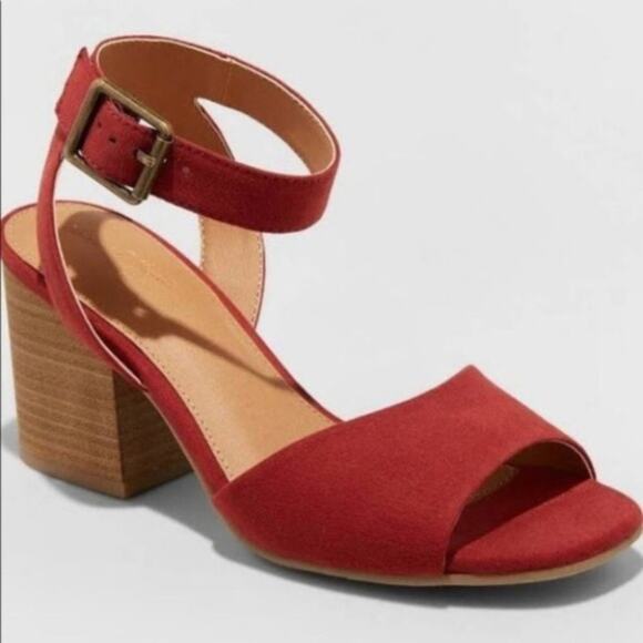 Universal Thread Megan Heeled Pump Sandals Red - Picture 1 of 5